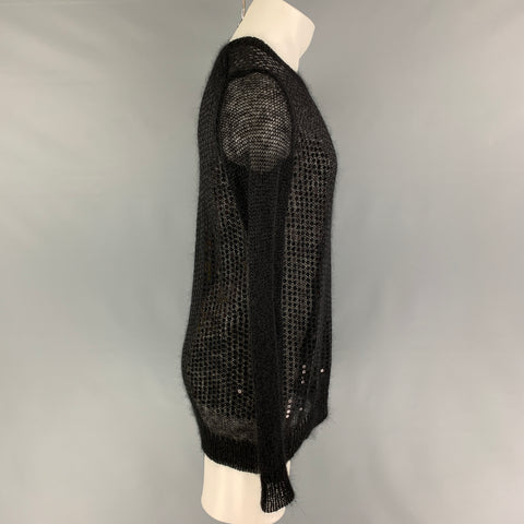 JUNYA WATANABE Size M Black Sequined Wool Mohair Crew-Neck Pullover