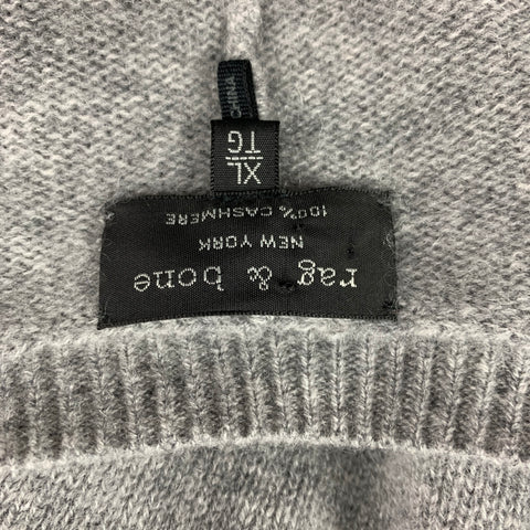 RAG & BONE Size XL Light Gray Knitted Cashmere Crew-Neck Sweater