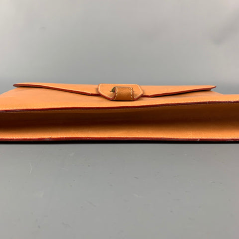 FENDI Tan Contrast Stitch Leather Briefcase Bag