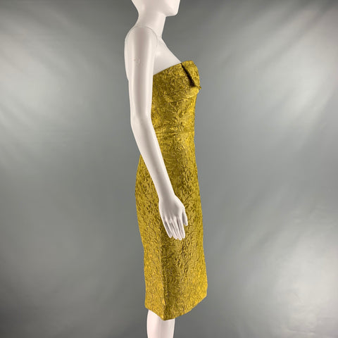 MICHAEL KORS COLLECTION  Size 4 Gold Silk Blend Metallic Strapless Dress