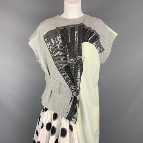 MARC by MARC JACOBS Taille S Robe asymétrique en coton à pois flous gris et blanc