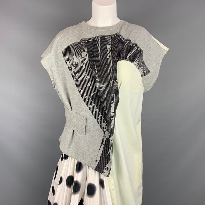 MARC by MARC JACOBS Vestido asimétrico de algodón con estampado de puntos borrosos en gris y blanco talla S