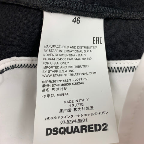 DSQUARED2 Size XS White & Black Mixed Materials Cotton Blend Long Sleeve Shirt