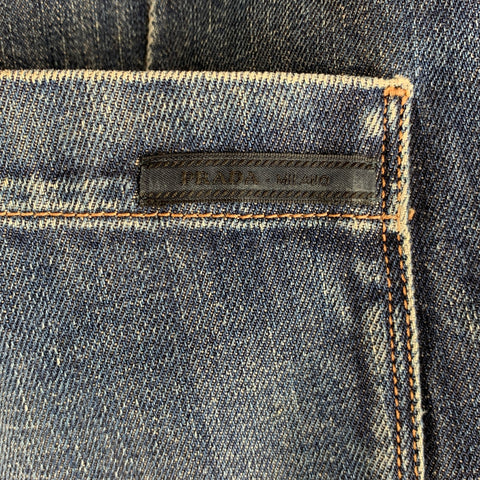 PRADA Size 36 Blue Denim Wide-Leg Jeans