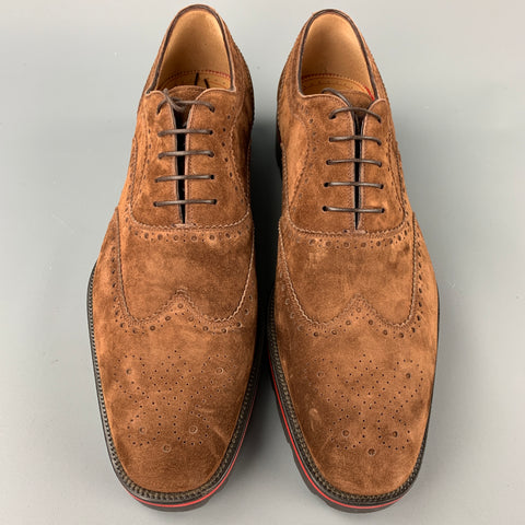 CHRISTIAN LOUBOUTIN Taille 11,5 Chaussures à lacets en daim perforé marron