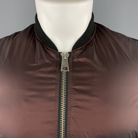 JUST CAVALLI Size 38 Burgundy Shiny Polyamide Zip Up Bomber Jacket