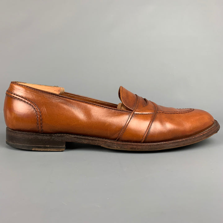 ALDEN 685 Size 15 Tan Leather Cap Toe Penny Loafers