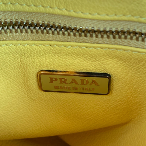 PRADA Yellow Leather Gold Tone Chain Strap Handbag