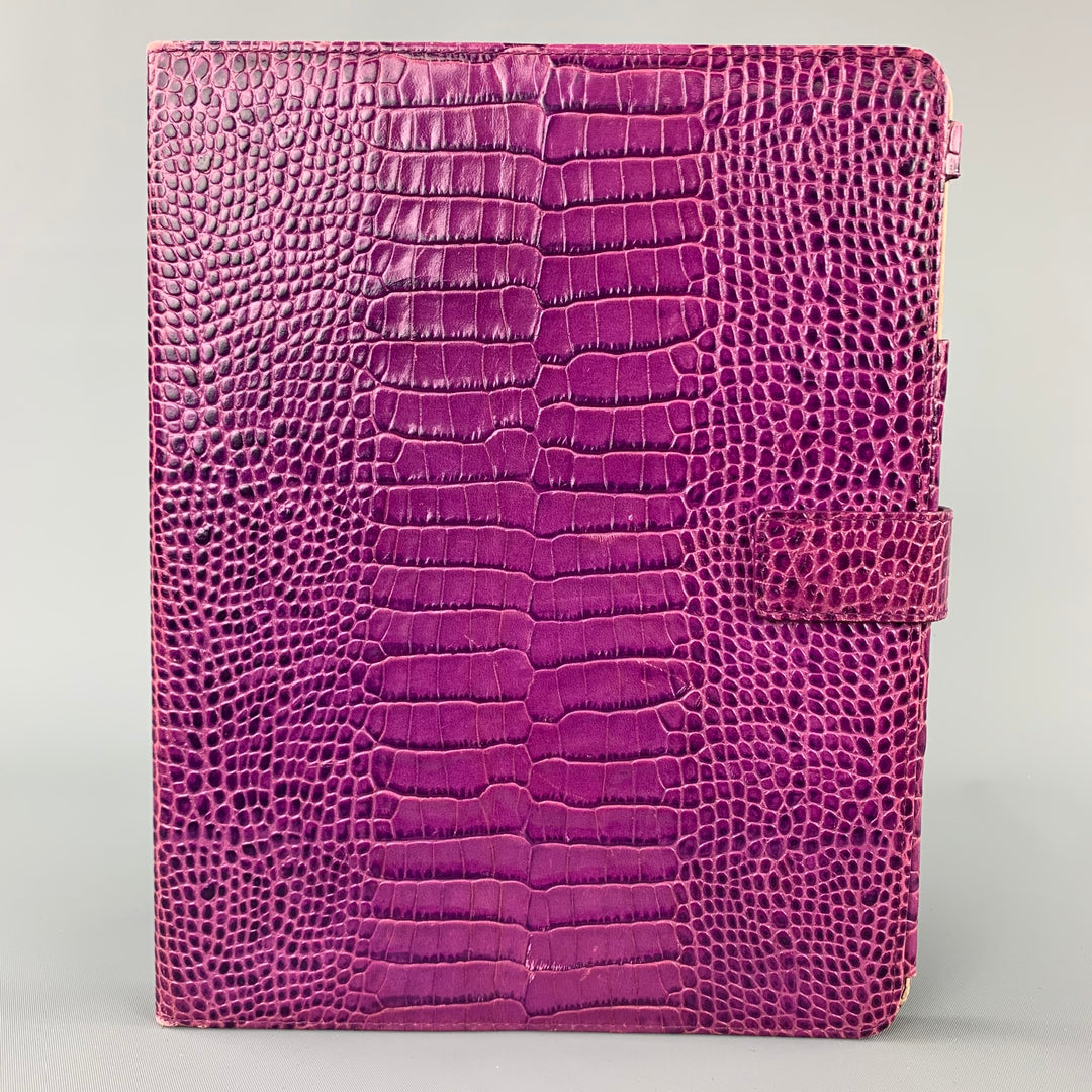 SMYTHSON OF BOND ST. Purple Embossed Leather iPad Case
