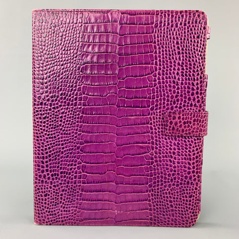 SMYTHSON DE BOND ST. Étui iPad en cuir gaufré violet