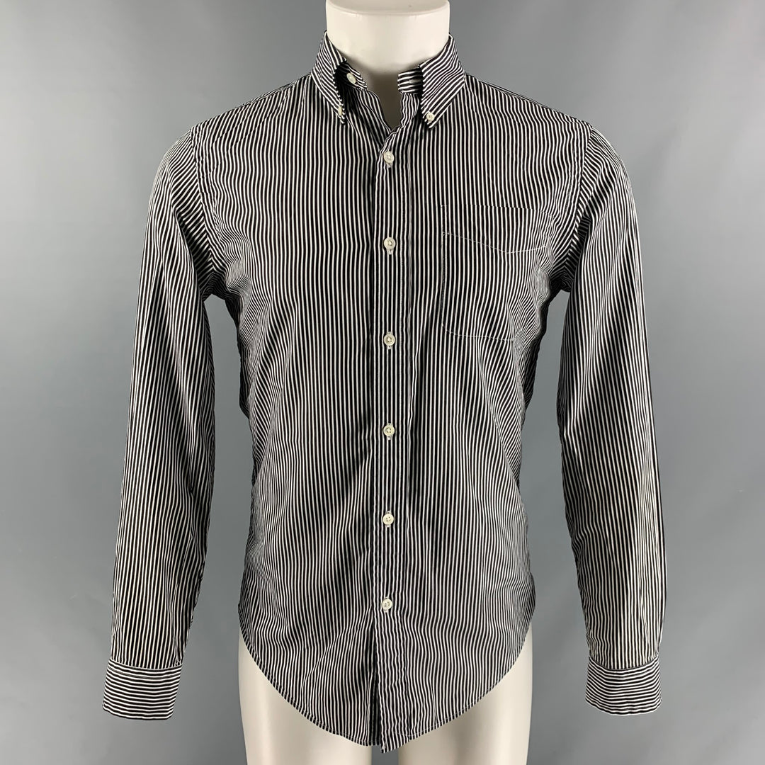 fitted lace wedding dress RALPH LAUREN Size S Black & White Stripe Cotton Button Down Long Sleeve  Shirt – Sui Generis Designer Consignment