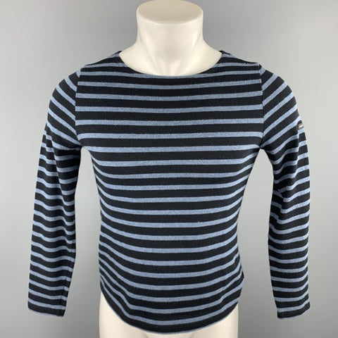 SAINT JAMES Size S Navy & Black Stripe Cotton Boat Neck Pullover