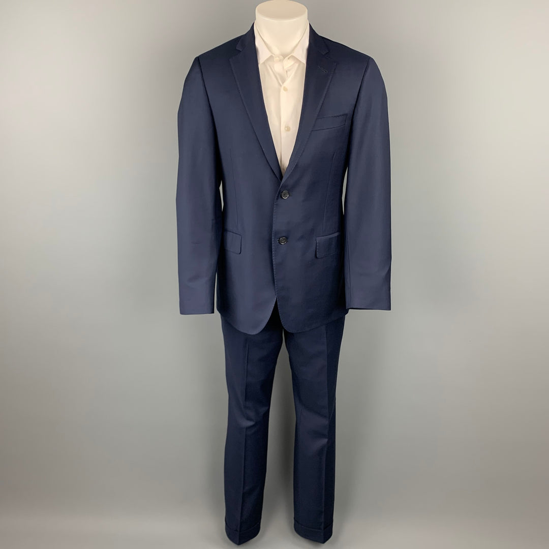 SAMUELSOHN Size 40 Navy Wool Notch Lapel Custom Suit