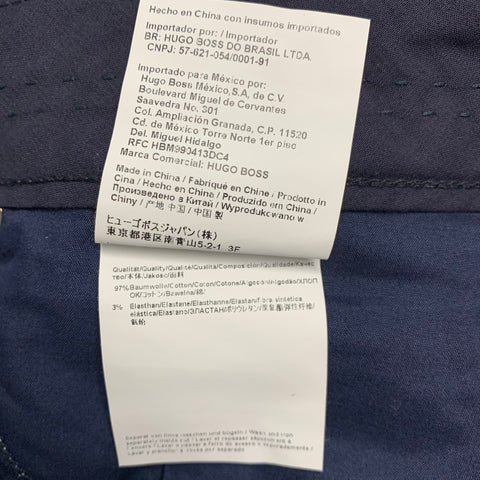 HUGO BOSS Size 33 Navy White Graphic Cotton Elastane Flat Front Casual Pants