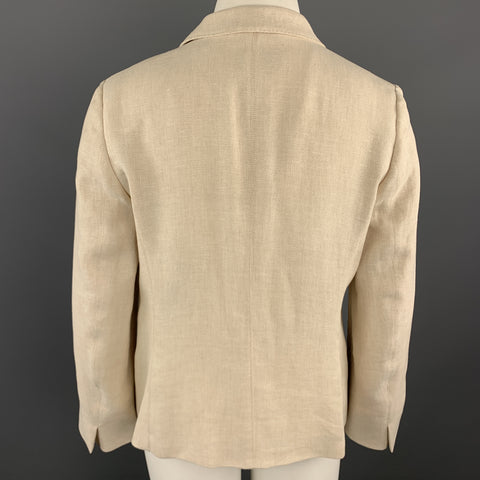 MAX MARA Talla 16 Chaqueta tipo blazer de lino beige con solapa de pico