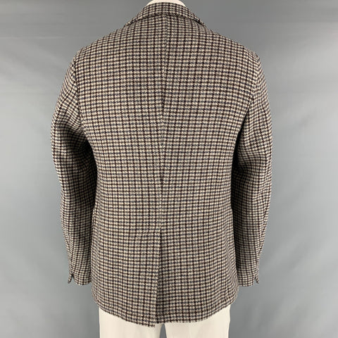 OFFICINE GENERALE Size 42 Brown Cream Houndstooth Wool Sport Coat