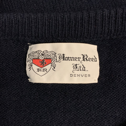 HOMER REED Size L Navy Argyle Wool / Angora Crew-Neck Pullover Sweater