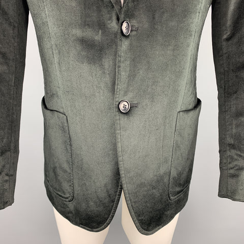 THEORY Size 40 Regular Black Velvet Notch Lapel Patch Pocket Sport Coat