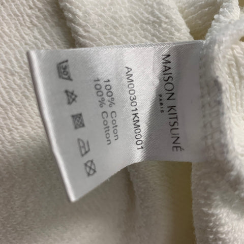MAISON KITSUNE Size L White Navy Cotton Crew-Neck Sweatshirt