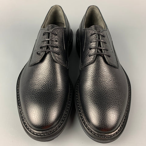 LANVIN Taille 8 Chaussures à lacets en cuir grainé noir