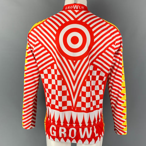 WALTER VAN BEIRENDONCK FW14 Size XL Red White Graphic Nylon Jersey Bike Top