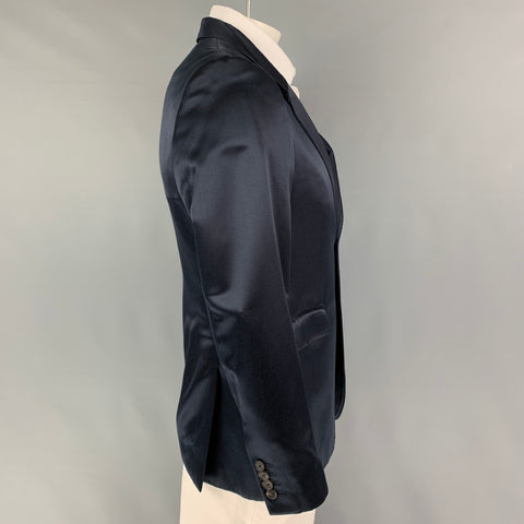 BURBERRY PRORSUM Size 42 Navy Viscose Silk Notch Lapel Sport Coat