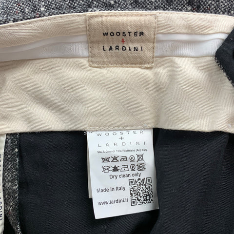 WOOSTER + LARDINI Size 34 Charcoal Tweed Wool Pleated Cropped Dress Pants