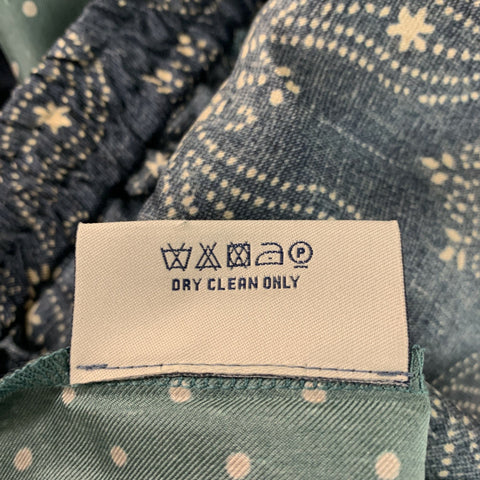 PIERRE-LOUIS MASCIA Size XL Blue Grey Print Silk Camp Suit