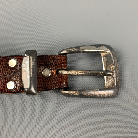 ROBERT TALBOTT Size 40 Brown Embossed Leather Belt