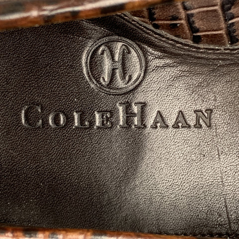 COLE HAAN Size 8.5 Brown Embossed Leather Drivers Loafers