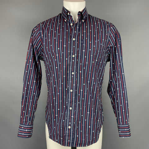 GITMAN VINTAGE Size M Navy & Red Print Cotton Button Down Long Sleeve Shirt