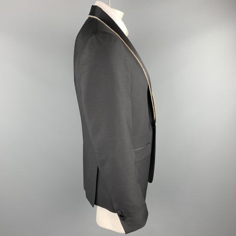 DSQUARED2 Size 44 Black Embellishment Wool Shawl Collar Sport Coat