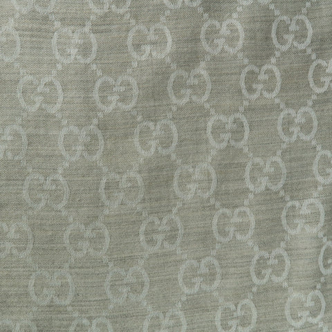 GUCCI Oatmeal Beige Wool / Silk Guccissima Monogram Scarf