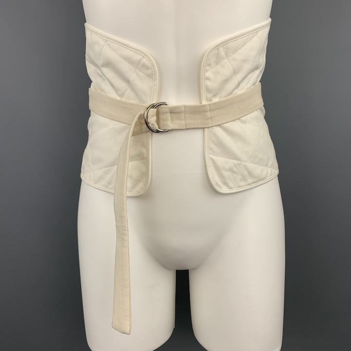JIL SANDER Resort 2018 Size 2 Cream Quilted Cotton D Loop Corset Belt