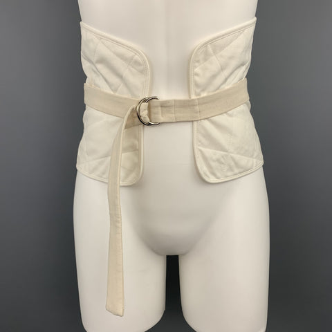 JIL SANDER Resort 2018 Cinturón corsé con lazo en D de algodón acolchado color crema talla 2
