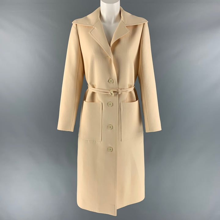 GIVENCHY Nouvelle Boutique by HUBERT Size M Cream Twill Belted Coat