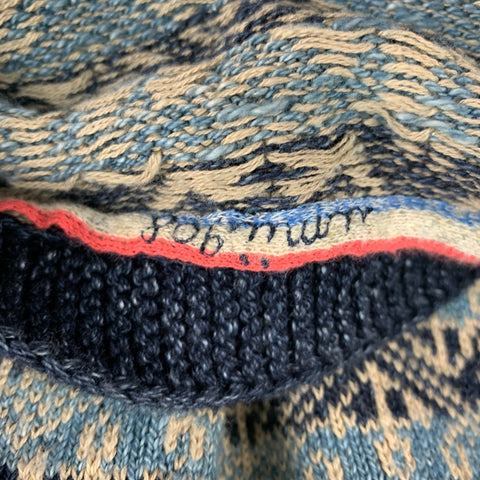 45rpm Size L Navy & Blue Fairisle Cotton V-Neck Vest