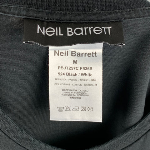 NEIL BARRETT Size M Black White Mixed Fabrics Cotton Short Sleeve T-shirt