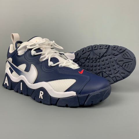 NIKE Air Barrage Size 10.5 Blue & White Mesh Leather Sneakers