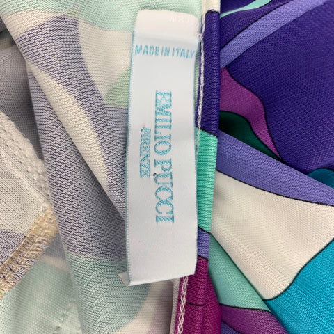 EMILIO PUCCI Size S Turquoise Multi-Color Viscose Abstract Tank Dress