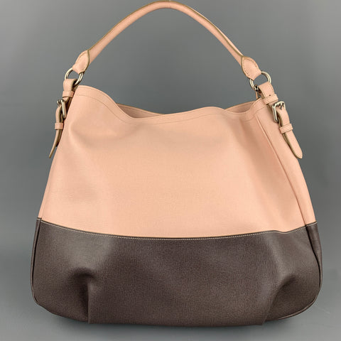 BEVINI Pink & Purple Color Block Leather Tote Handbag