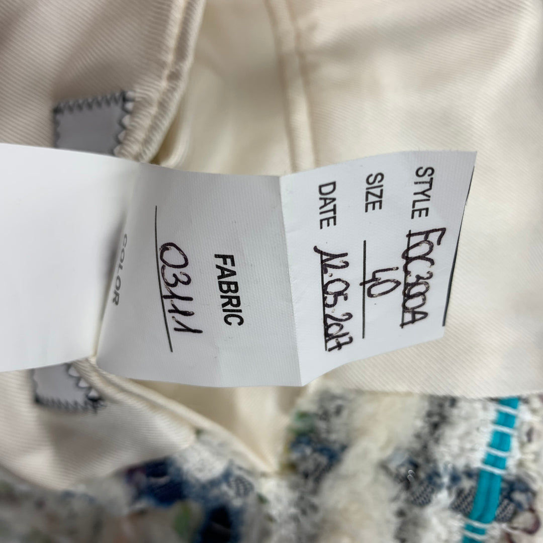 THOM BROWNE Size 4 White Multi-Color Textured Single breasted Coat