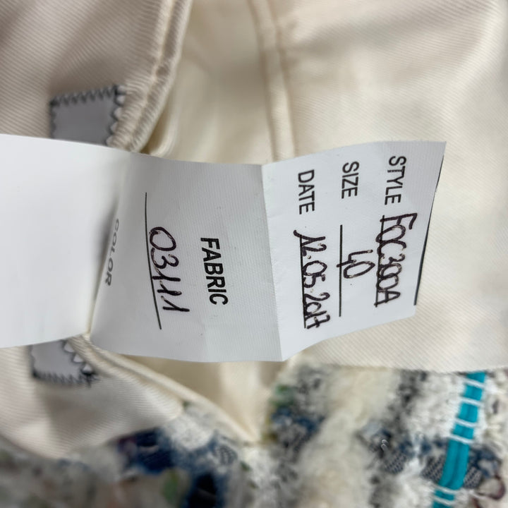 THOM BROWNE Size 4 White Multi-Color Textured Single breasted Coat