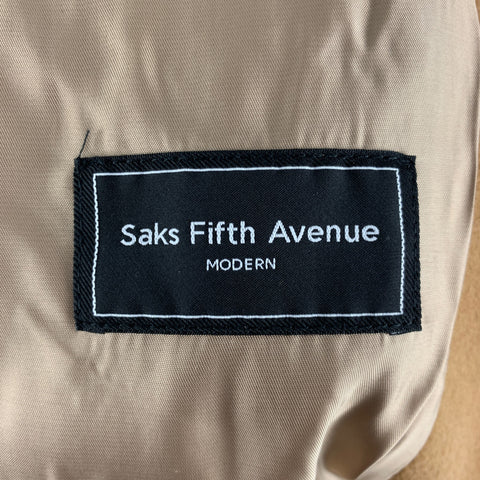 SAKS FIFTH AVENUE Size M Tan Solid Wool Hidden Placket Jacket