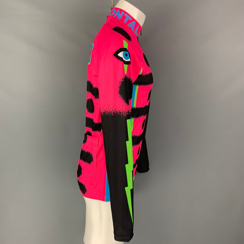 WALTER VAN BEIRENDONCK SS22 Size L Pink Graphic Nylon Jersey Bike Top