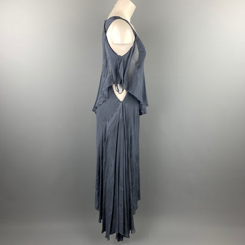 NICHOLAS K Taille S Robe Longue Asymétrique en Viscose Marbrée Bleue