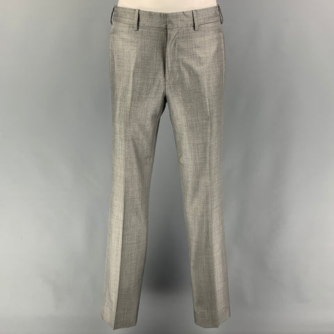 PRADA Taille 36 Costume à revers cranté en laine et soie gris clair
