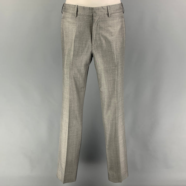 PRADA Taille 36 Costume à revers cranté en laine et soie gris clair