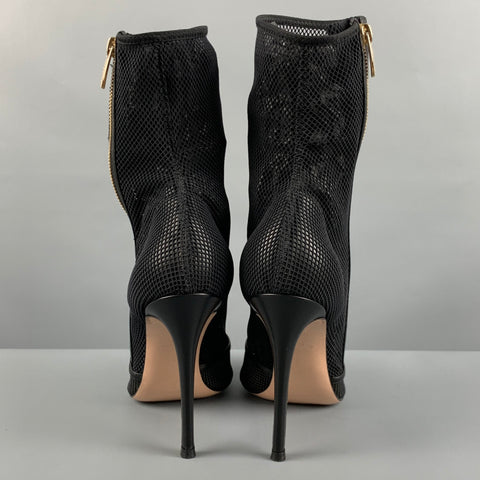 GIANVITO ROSSI Size 9.5 Black Mesh Side Zipper Boots