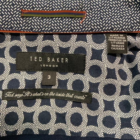 TED BAKER Size S Navy White Fruits Long Sleeve Shirt